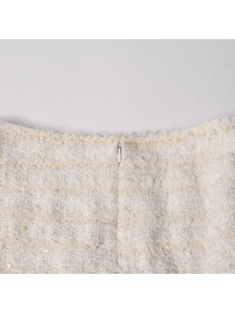 Chanel Skirt Tweed Sequin CC Logo White